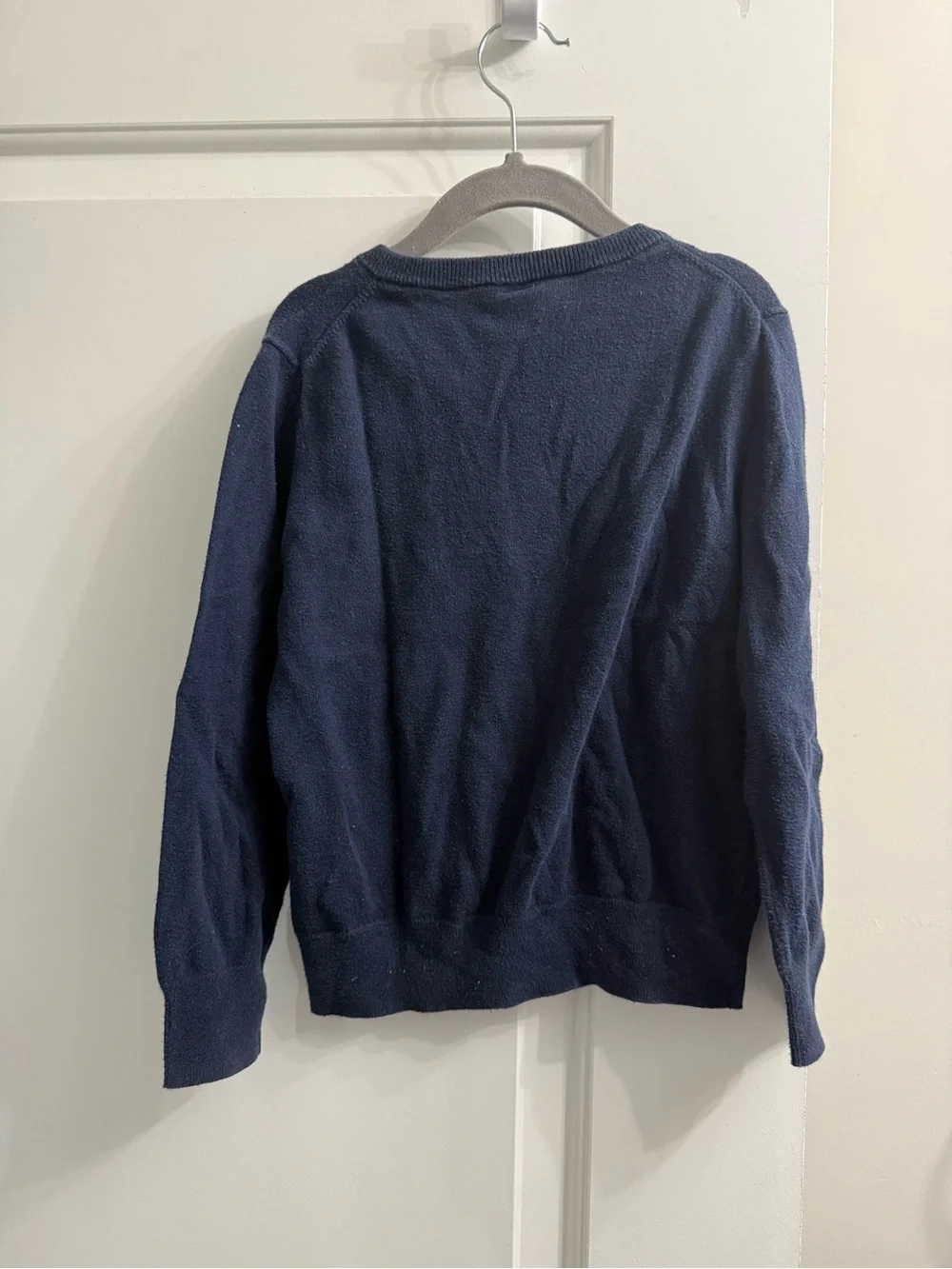 GAP Kids Navy V-Neck Sweater with Bear Embroidered Logo